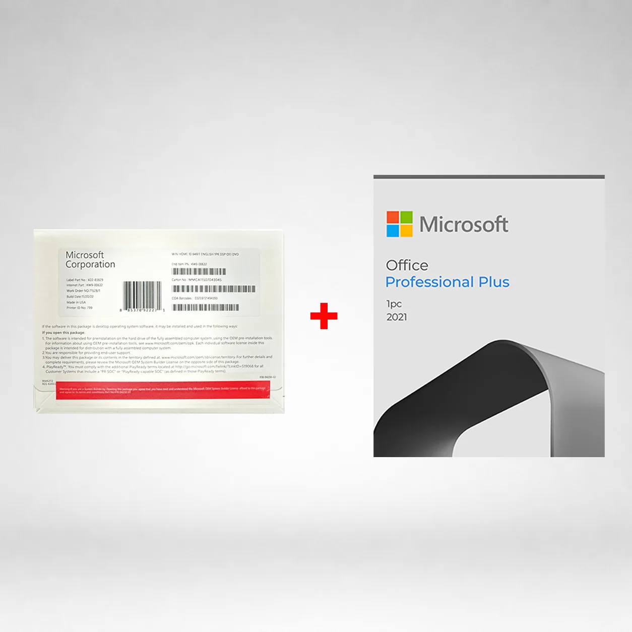 Microsoft Windows 10 HOME (DVD) + Office 2021 Pro Plus (DVD)
